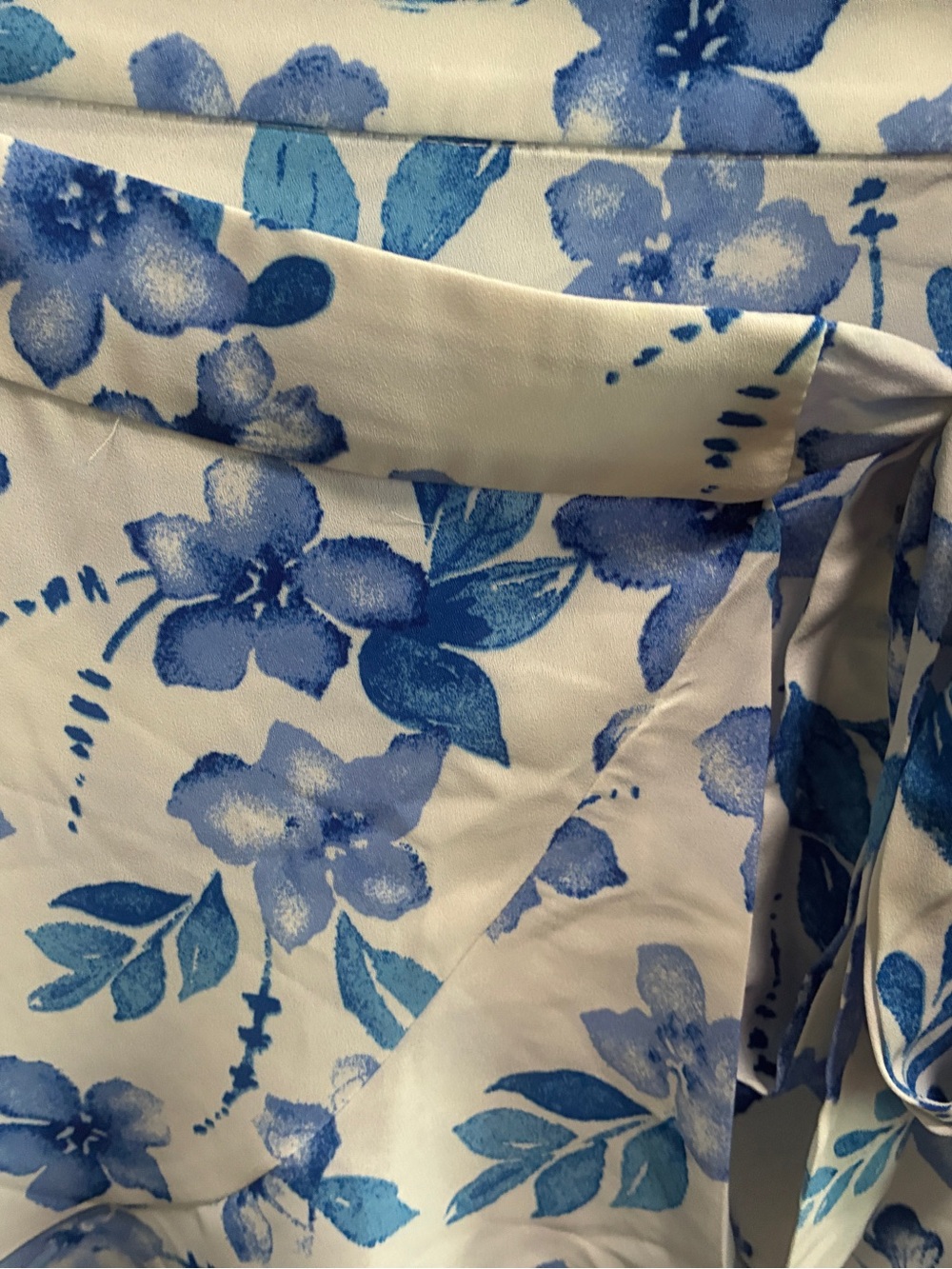 41 HAWTHORN -Stitch Fix Wrap Front Blue Floral Chiffon Mini Skirt $59 - Picture 6 of 13